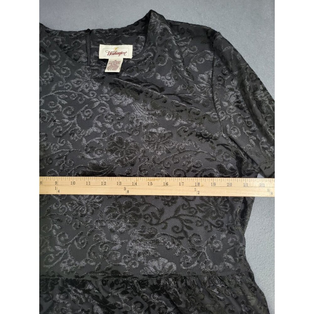 VTG Worthington SZ 16 Womens Maxi Long Sleeve Black Velvet Burnout Whimsigoth - Picture 6 of 8